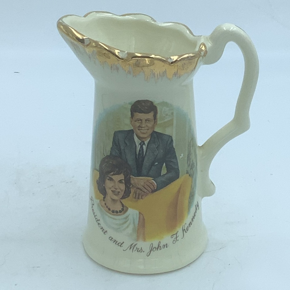 Vintage President and Mrs. John F. Kennedy Small Souvenir Pitcher